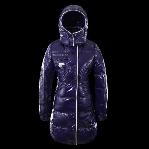 Moncler Semplice Cap lunga e tasche Viola Cappotti uscita